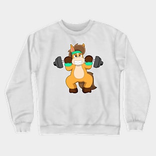 Horse as Bodybuilder with Barbell Crewneck Sweatshirt